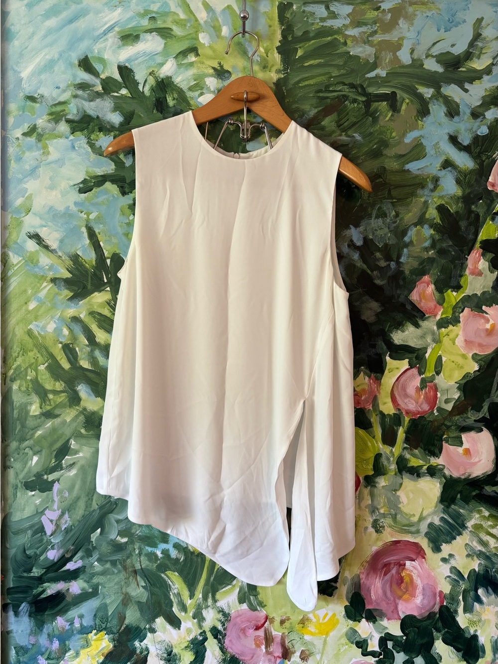 Babaton Sleeveless Asymmetric White Tank Top